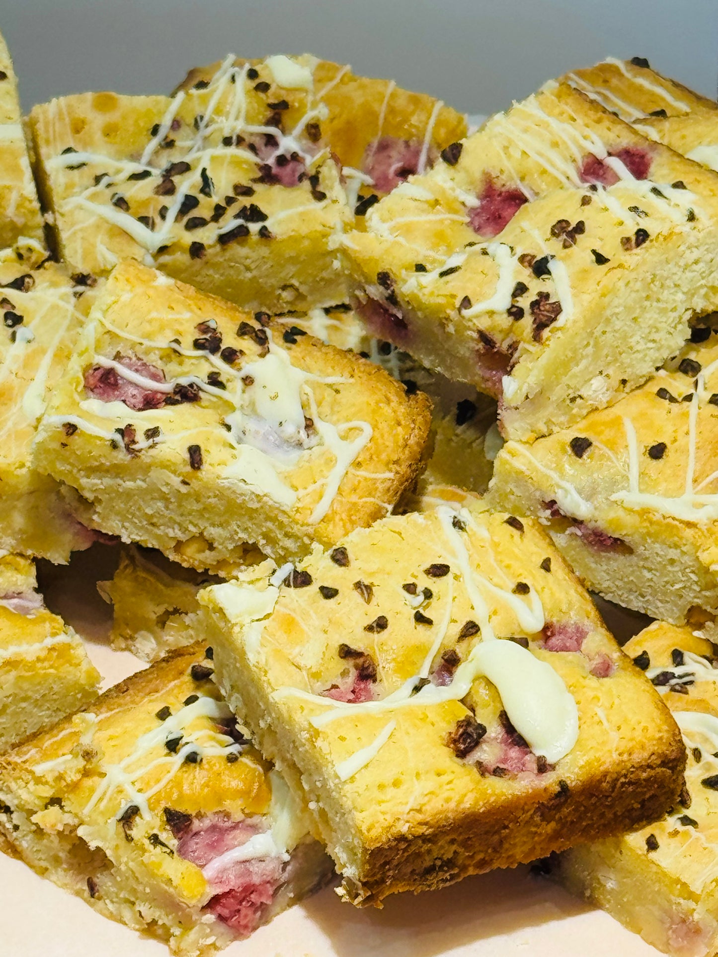 Raspberry & White Chocolate Blondies